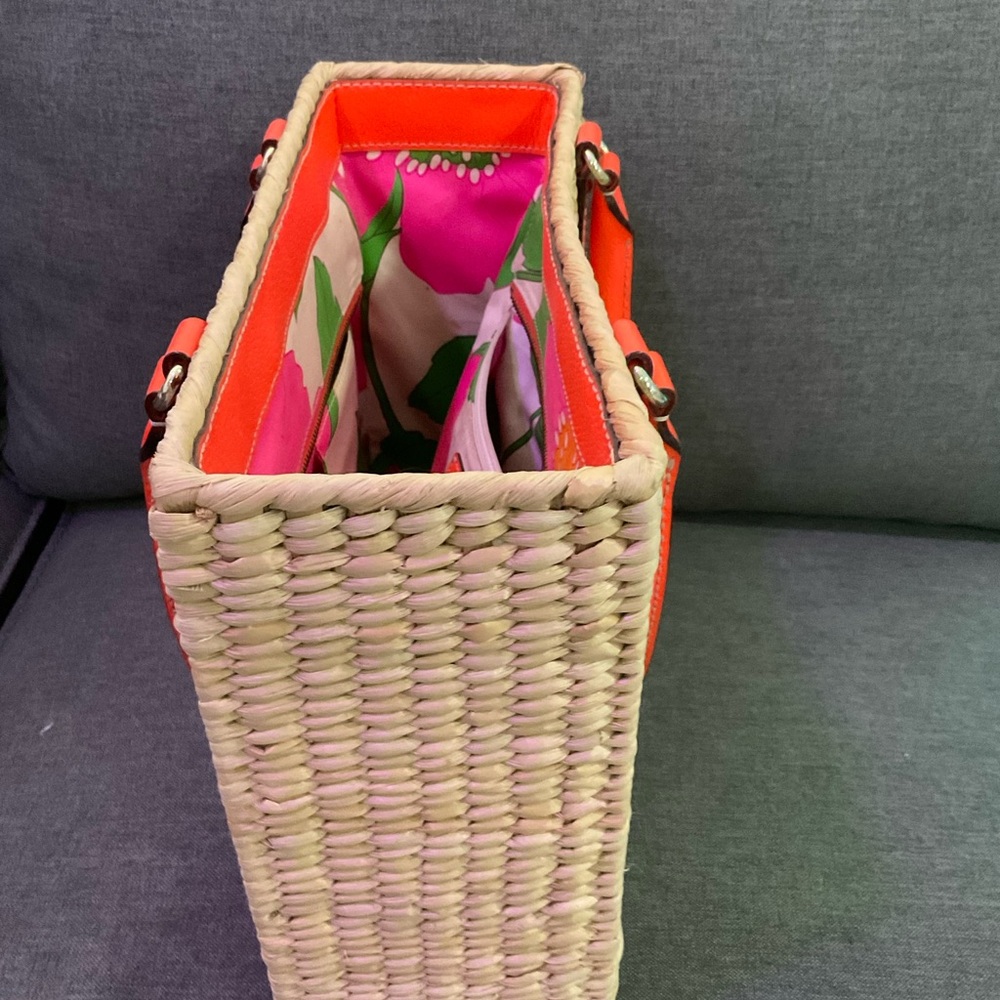 kate spade Natural Woven Tote with Orange Trim - Picture 7 of 7